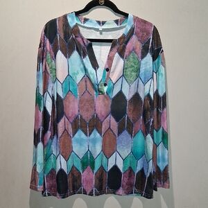 Colorful Geometric Long Sleeve Top